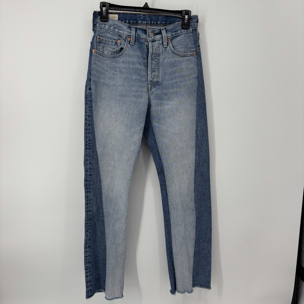Levi's 501 Original Colorblock Jeans Womens 26x30 Straight Leg High Rise Raw Hem